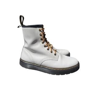 Dr Martens Zavala Platform Combat Boot White Leather Women US 8
